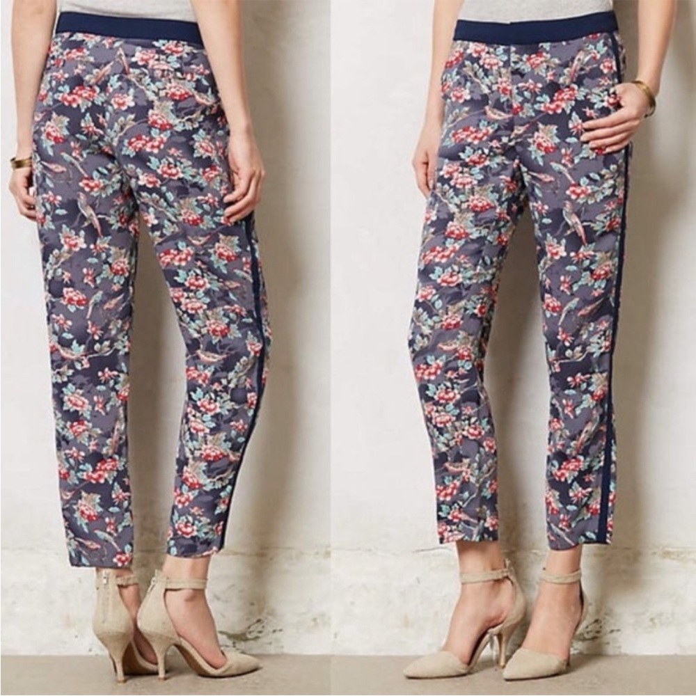 EUC Elevenses Blue Floral Pants from Anthropologie Size 6